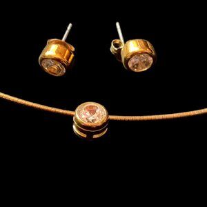 Gold Plated over Silver CZ Necklace & Earrings